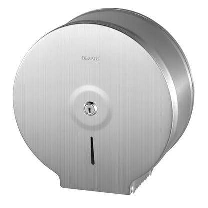 Toilet Paper Towel Dispenser Wall Mount, Jumbo Roll Toilet Tissue Dispenser, 9 Inch Paper Key Lock Stainless Steel Dispenser - color: Silver