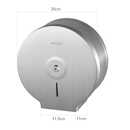 Toilet Paper Towel Dispenser Wall Mount, Jumbo Roll Toilet Tissue Dispenser, 9 Inch Paper Key Lock Stainless Steel Dispenser - color: Silver