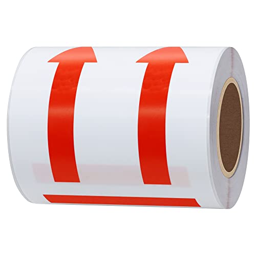 Hybsk 3x5 inch Red Arrows This Side Up Stickers Safe Handling for Shipping and Packing - 100 Adhesive Labels Per Roll (Red) - color: Red