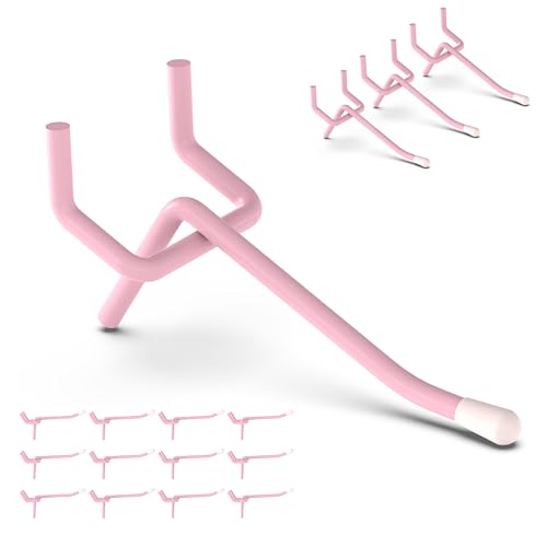 HUHOLE 50 Pack 2 Inch Pink Pegboard Hooks with Rubber Tips - color: Pink, size: 2 Inch