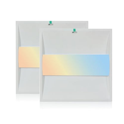 2x2 FT Center Basket LED Troffer Panel Light with Build-in Emergency Backup Battery, 40W-3000K/4000K/5000K, 0-10V Dimmable, 5200 Lumens, LED Drop Ceiling Light, 100-277V, DLC and UL Listed(2 Pack)