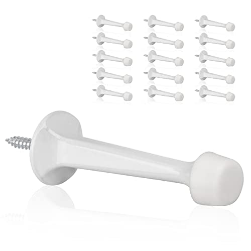 16 Pack Solid Rigid Door Stops - Heavy Duty Door Stoppers Wall Protector with Soft Rubber Tips, White - color: White, size: 16 Pack