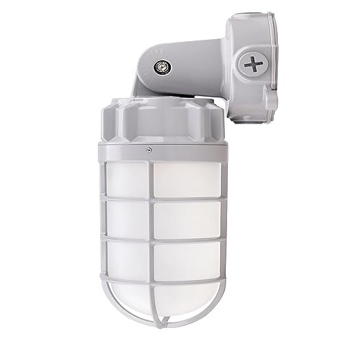 LED Vapor Tight Jelly Jar Light 21W, 5000K, Wall/Ceiling Mount Vapor-Proof LED, IP65 Wet Rated Security Cage Light for Indoor and Outdoor Lighting, UL Listed - color: 1-Pack