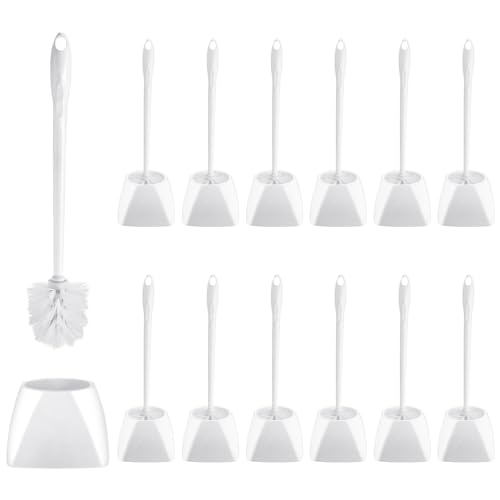 FoldTier 15 Sets Toilet Brush and Holder Bulk Set for Bathroom, White - color: White