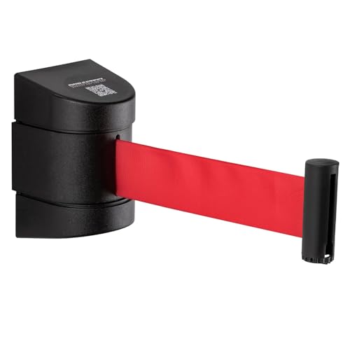 DuraSteel Wall Mount Crowd Control Retractable Belt Barrier - 6.5 Ft Red Retractables Barrier Belt w/ABS Casing, Do Not Enter Crowd Control Barriers Line Divider NOT Stanchions with Retractable Belts - color: Red Belt, size: Guardian 2.0 Black Case