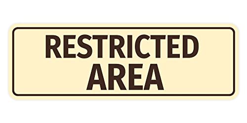 Standard Restricted Area Sign (Ivory/Dark Brown) - Small - color: Ivory/Dark Brown, size: Small (2" x 6")