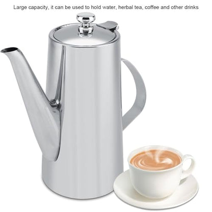 2L Capacity Stainless Steel Teapot with Ergonomic Handle Short Nozzle Pitcher Water Kettle for Home, Restaurant, Coffee(long nozzle) - style: long nozzle