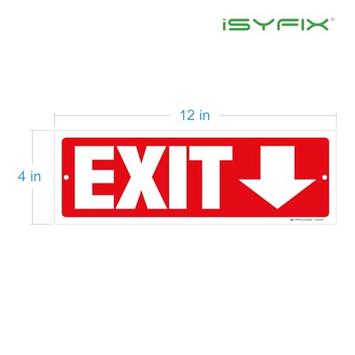 iSYFIX Exit Signs, 12x4 Inch, 2 Pack, Directional Down Arrow - color: Plastic Down, size: 2 Pk 12x4