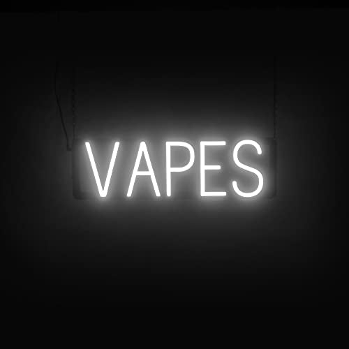 SpellBrite LED Neon VAPES Sign for Business - White, 21" x 6" - color: White, size: VAPES (21"x6.3")