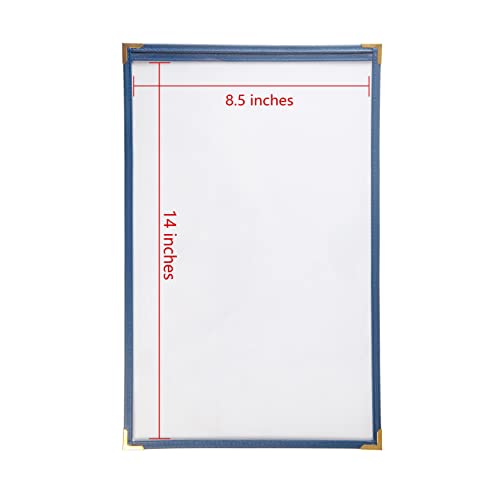 Menu Covers, Single Page, 8.5" x 14" Legal Size, Blue, Pack of 6 - color: Blue