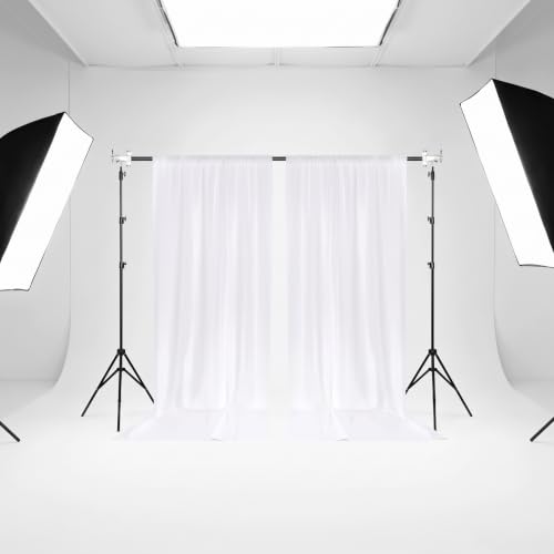 MEETSKY White Backdrop Curtains for Wedding Parties,10x8 FT White Curtains - color: White, size: 60"W x 96"L (Pack of 2)