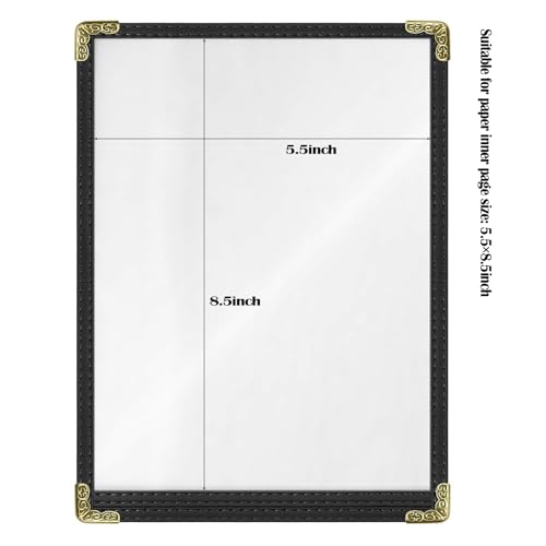 Menu Covers 25 Pack 5.5 x 8.5 inch - Black Vinyl Menu Holders | 2-View Waterproof Clear Sleeves Top-Loading for Restaurants, Cafes & Catering - color: 25 Pack Black, size: 1 Pages /2 Views-5.5"x8.5"