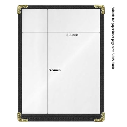 Menu Covers 25 Pack 5.5 x 8.5 inch - Black Vinyl Menu Holders | 2-View Waterproof Clear Sleeves Top-Loading for Restaurants, Cafes & Catering - color: 25 Pack Black, size: 1 Pages /2 Views-5.5"x8.5"