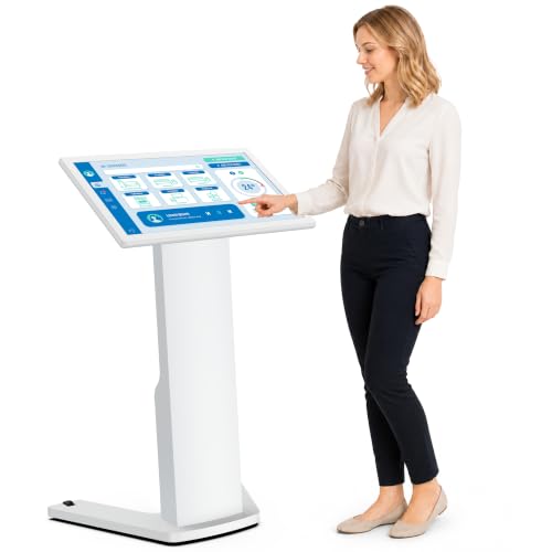 32" Touch Screen Kiosk, Interactive Floor Standing Digital Signage Display, FHD Self-Service Information Terminal with Dual Speakers for Retail, Restaurants, Malls & Advertising - size: 32 Inch