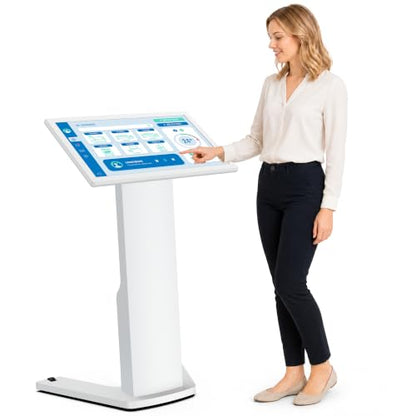 32" Touch Screen Kiosk, Interactive Floor Standing Digital Signage Display, FHD Self-Service Information Terminal with Dual Speakers for Retail, Restaurants, Malls & Advertising - size: 32 Inch