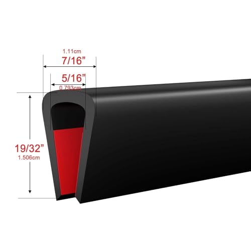 Silicone Edge Trim Self-Adhesive U Channel Silicone Edge Trim Edge Protector for Sheet Metal (Black, Fit 5/16" - L 10') - color: Black, size: Fit 5/16" - L 10'