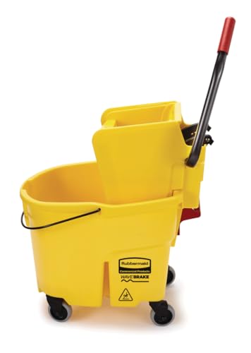 Rubbermaid Commercial Products WaveBrake 35QT Side-Press Mop Bucket, Yellow - size: 35 Qt.