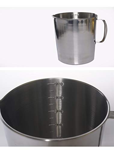 5L (169oz) 304 Stainless Steel Measuring Pitcher – Measuring Cup with Handle & Spout, Large Capacity Container for Baking, Brewing, and Restaurant Use - Maid in South Korea