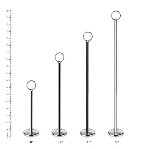 New Star Foodservice Ring-Clip Table Number Holder / Place Card Stand, 18 Inch, Silver, Set of 12