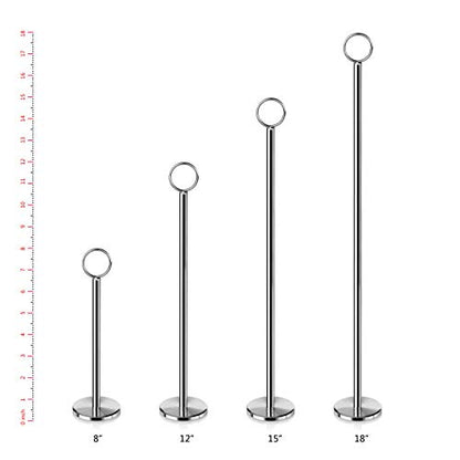 New Star Foodservice Ring-Clip Table Number Holder / Place Card Stand, 18 Inch, Silver, Set of 12