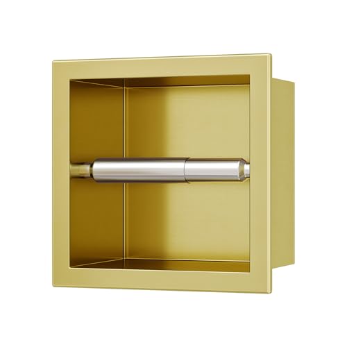 Neodrain Gold 304 Stainless Steel Recessed in Wall Toilet Paper Holder - color: Gold, size: 6X6In