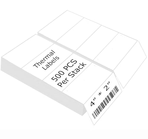 4" x 2" Thermal Labels Printable Shipping Label Stickers with Strong Adhesive, Large White Sticker Square Labels for Mailing, Shipping, Compatible with Most Thermal Printers (4" x 2"-1000pcs) - style: 4" X 2"-White-1000PCS
