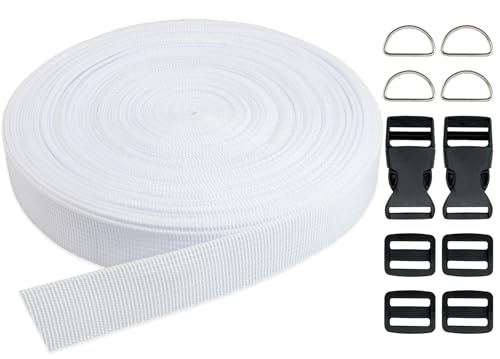 3/4 Inch White Polypropylene Webbing Straps 15Yds for Sewing - color: White, size: 15