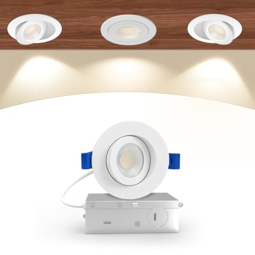 Aosclex 1 Pack 3 Inch Adjustable Gimbal 5CCT Recessed LED Light 7W 800LM - color: White-3inch, size: 1 Pack
