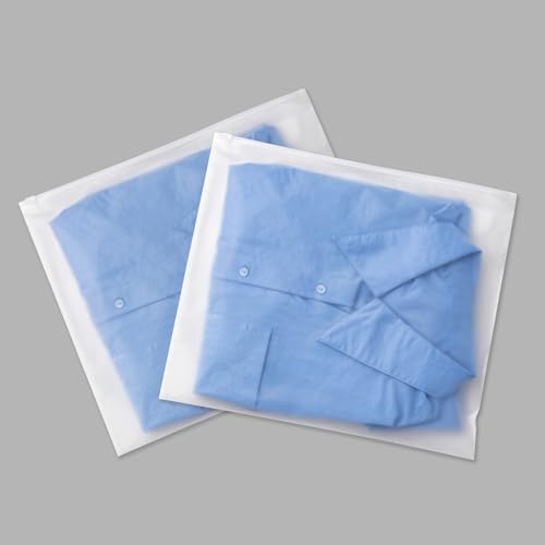 14x12 Inch Frosted Zipper Bags for Clothes 25pcs No Vent Holes - size: 25Pcs-14x12 Inch