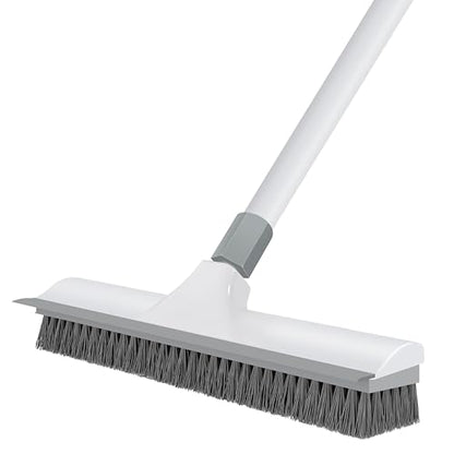 Yolaist 60 inch Long Handle Floor Scrub Brush, 2 in 1 Heavy Duty Hard Bristle Deck Scrubber & Squeegee for Tile, Wall, Concrete, Shower, Bathroom, Kitchen, Garage, Patio