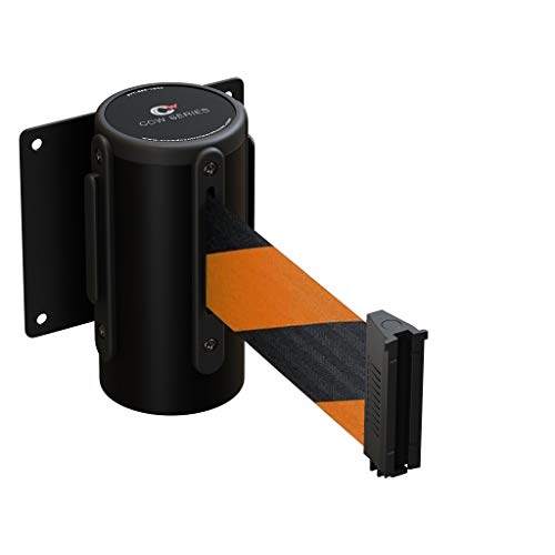 Crowd Control Warehouse WMB-125 Wall Mount Retractable Belt Barrier, 11 Ft - color: Black & Orange Diagonal Stripes, size: Solid Color