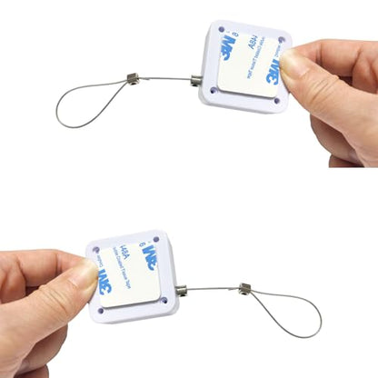 Retractable Cable Lock with Double-Sided Adhesive ABS Remote Control Security Lock for Phone,TV, 304 Stainless Steel, White, 5 ft (1.5 m), 4Set (White, 1.5M) - color: White, size: 1.5M