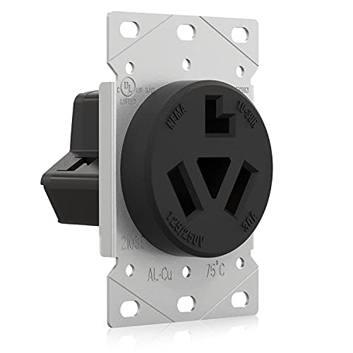 ELEGRP 30 Amps 3 Prong Dryer Outlet, 125/250V Flush Mounting Power Outlet, NEMA 10-30R Receptacle, Straight Blade Dryer Outlet, Non-Grounding, 3 Pole 3 Wire, UL Listed, 1 Pack - style: NEMA 10-30R Outlet