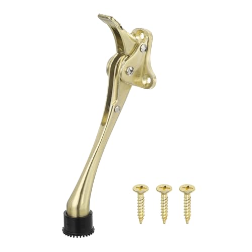 uxcell Kickdown Door Stop, One Touch Kickdown Door Stopper Holder with Non-Slip Rubber Tip and Screws, 6-Inch Metal Door Kickstand for Bottom of Door, Gold - color: Gold, size: 6 Inch