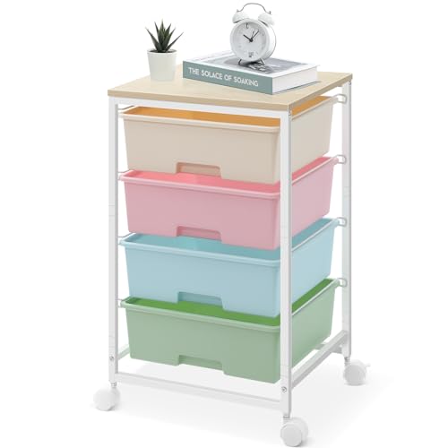 SYKIARIOL Rolling Cart with Drawers, 4-Drawer Utility Cart, Rainbow - color: Rainbow