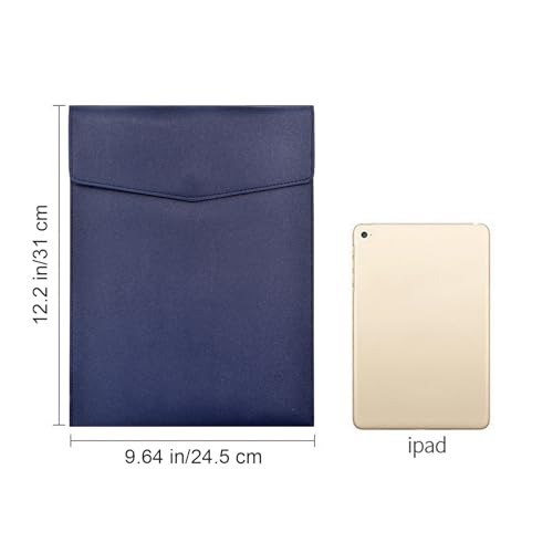 VANRA 1 Piece PU Leather File Folder Vertical A4 Document Holder File Envelope Waterproof Leather Portfolio Case Filing File Organizer for Letter Size with Magnetic Button Closure (Navy Blue) - color: Blue