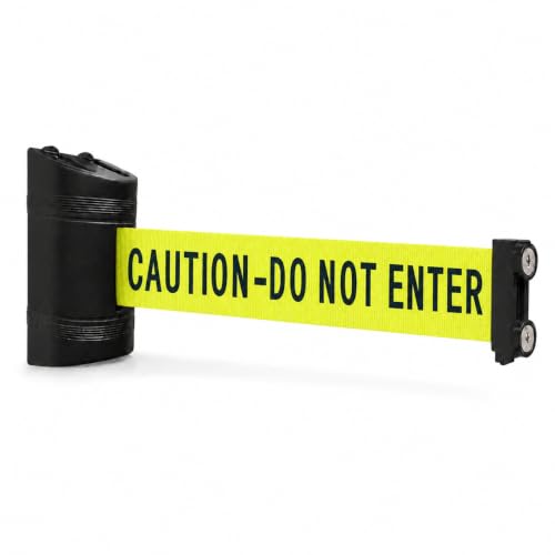 Magnetic Retractable Wall Barrier - Temporary Crowd Control Tool For Safety Queue Solution - 120" Belt Length Coverage with Strong Magnets by VIP Crowd Control (120" Caution) - color: 120" Caution