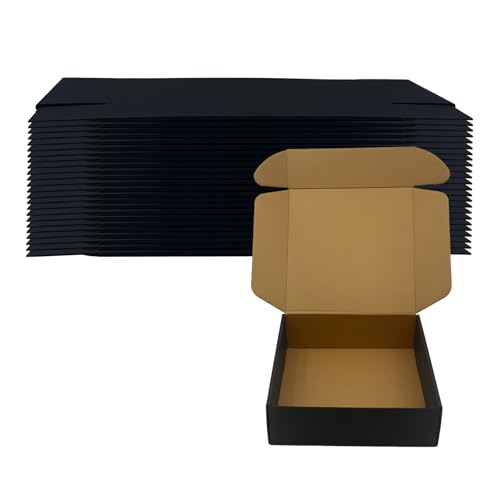 24 Pack 10x10x3 inches Black Shipping Boxes, Corrugated Cardboard Mailers - size: 10x10x3 Inches