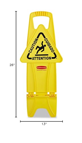 Rubbermaid Commercial Stable Multi-Lingual Safety Sign, 13w x 13 1/4d x 26h