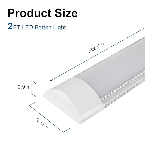 1 Packs 2FT LED Batten Light, Ultra-Thin Ceiling Surface Mounted Light, 20W, 4000K, IP20, LED Ceiling Lamp for Garage, Shop, Hallway, Office, Market - color: Aluminum 1 PCS