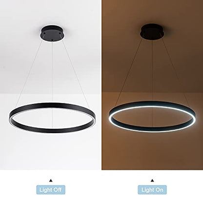 MADEM Modern Black LED Pendant 1-Ring Circular Contemporary Chandelier - color: Black, size: 1 Ring