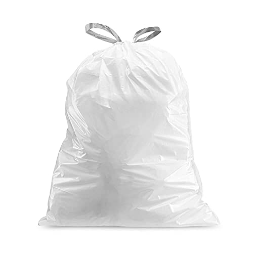 Plasticplace Custom Fit Trash Bags, Compatible with simplehuman Code K (50 Count) White Drawstring Garbage Liners 10 Gallon / 38 Liters 24" x 28" - color: White, size: 50 Count (Pack of 1)