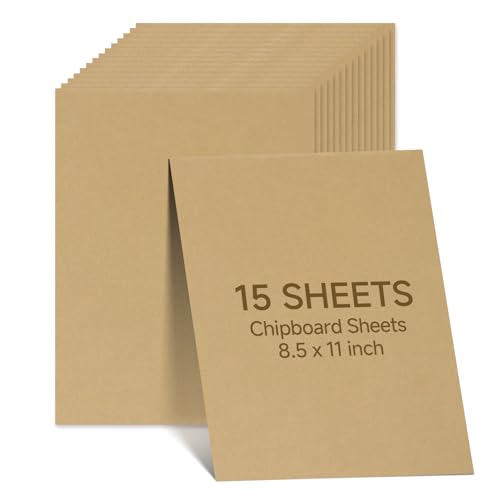 Chipboard Sheets 8.5"x 11" -15 Sheets, 80 PT Book Binding, Scrapbooking, Art Projects, and Packaging (Brown 15PCS) - color: brown 80PT- 15Sheet