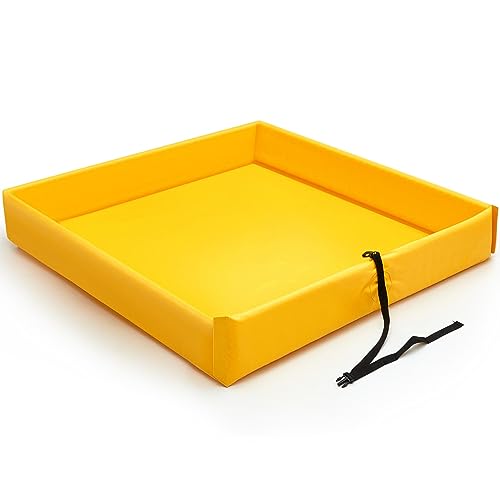 Wettarn 1 Pcs Folding Duck Pond 6’ x 6’ Portable Spill Containment, Yellow - color: Yellow, size: 6*6ft