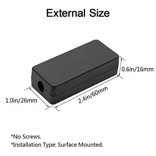 LeMotech 5Pcs ABS Plastic Electrical Project Case Power Junction Box, Project Box Black 2.4 x 1.0 x 0.6 inch (60 x 26 x 16 mm) - size: 2.4" x 1.0" x 0.6"(5pc)