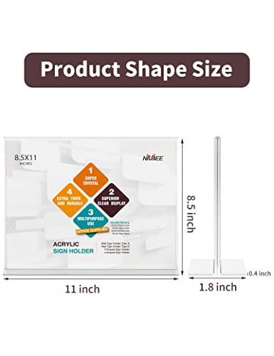 NIUBEE Acrylic Sign Holder 8.5 x 11 Horizontal T-Shape Flyer Stand 3 Pack - size: 8.5 x 11 Inches Horizontal