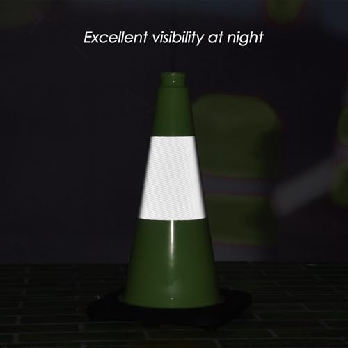 6 Pack 18" Inch Green PVC Traffic Cones with Heavy-Duty Base, High-Visibility All-Weather Safety Cones for Road Construction, Parking Lot, and Garage Use (6, Green, 18" Medium) - color: Green, size: 18" Medium