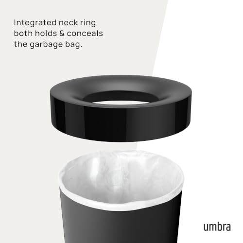 Umbra Vento Kitchen Trash Can, Open Top Bin, 16.5 Gallon, Black - color: Black