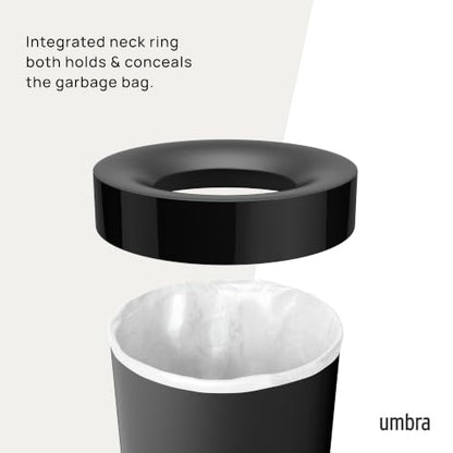 Umbra Vento Kitchen Trash Can, Open Top Bin, 16.5 Gallon, Black - color: Black
