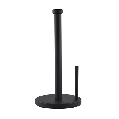 Black Paper Towel Holder Countertop - Weighted Stainless Steel Paper Towel Stand with Non-Slip Base & One-Hand Tear Design for Kitchen, Fits Standard & Jumbo Rolls